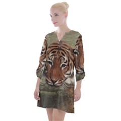 Swimming Tiger Open Neck Shift Dress by ExtraGoodSauce