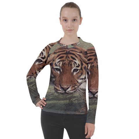 Swimming Tiger Women s Pique Long Sleeve Tee by ExtraGoodSauce