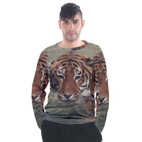 Swimming Tiger Men s Long Sleeve Raglan Tee by ExtraGoodSauce