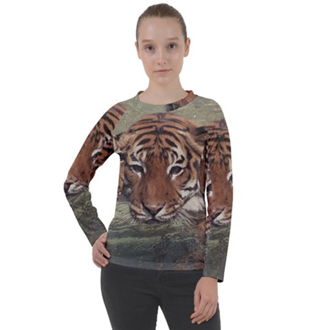 Swimming Tiger Women s Long Sleeve Raglan Tee by ExtraGoodSauce