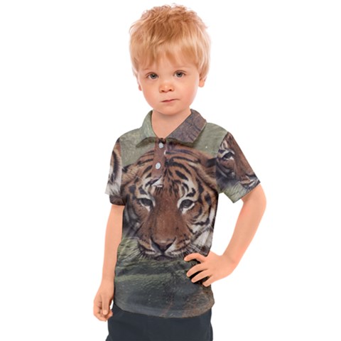 Swimming Tiger Kids  Polo Tee by ExtraGoodSauce