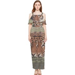 Swimming Tiger Draped Sleeveless Chiffon Jumpsuit by ExtraGoodSauce