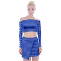 Basket Weave Basket Pattern Blue Off Shoulder Top with Mini Skirt Set View1