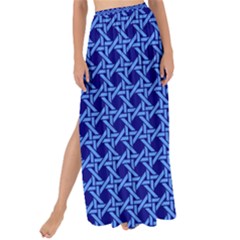 Basket Weave Basket Pattern Blue Maxi Chiffon Tie-up Sarong