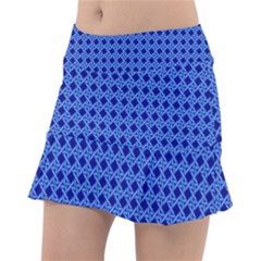 Basket Weave Basket Pattern Blue Classic Tennis Skirt by Dutashop