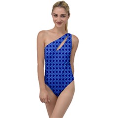 Basket Weave Basket Pattern Blue To One Side Swimsuit by Dutashop