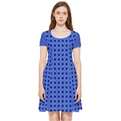 Basket Weave Basket Pattern Blue Inside Out Cap Sleeve Dress by Dutashop