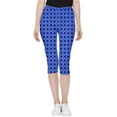 Basket Weave Basket Pattern Blue Inside Out Lightweight Velour Capri Leggings  by Dutashop