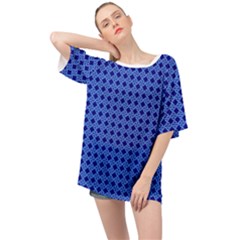 Basket Weave Basket Pattern Blue Oversized Chiffon Top by Dutashop