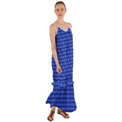 Basket Weave Basket Pattern Blue Cami Maxi Ruffle Chiffon Dress