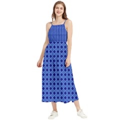 Basket Weave Basket Pattern Blue Boho Sleeveless Summer Dress by Dutashop