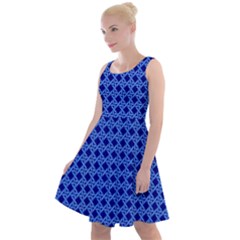 Basket Weave Basket Pattern Blue Knee Length Skater Dress