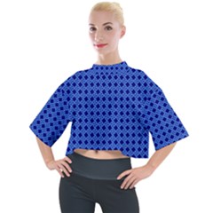 Basket Weave Basket Pattern Blue Mock Neck Tee by Dutashop