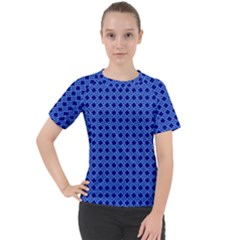 Basket Weave Basket Pattern Blue Women s Sport Raglan Tee