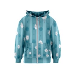 Gardenia Flowers White Blue Kids  Zipper Hoodie by Dutashop