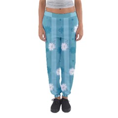 Gardenia Flowers White Blue Women s Jogger Sweatpants by Dutashop