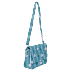 Gardenia Flowers White Blue Shoulder Bag With Back Zipper