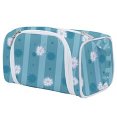 Gardenia Flowers White Blue Toiletries Pouch by Dutashop