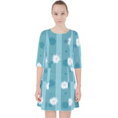 Gardenia Flowers White Blue Pocket Dress by Dutashop