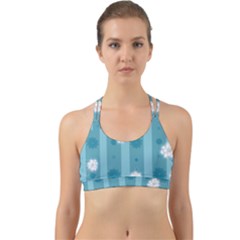 Gardenia Flowers White Blue Back Web Sports Bra by Dutashop