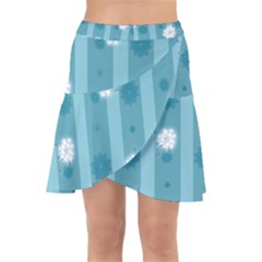 Gardenia Flowers White Blue Wrap Front Skirt by Dutashop