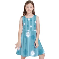 Gardenia Flowers White Blue Kids  Skater Dress by Dutashop