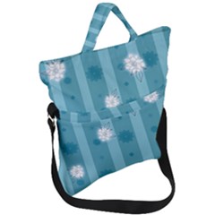 Gardenia Flowers White Blue Fold Over Handle Tote Bag