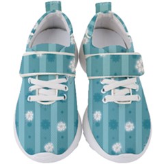 Gardenia Flowers White Blue Kids  Velcro Strap Shoes