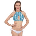 Gardenia Flowers White Blue Cross Front Halter Bikini Top View1