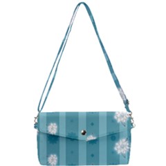 Gardenia Flowers White Blue Removable Strap Clutch Bag