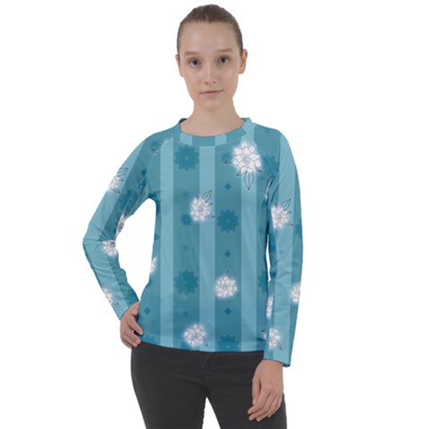 Gardenia Flowers White Blue Women s Long Sleeve Raglan Tee by Dutashop