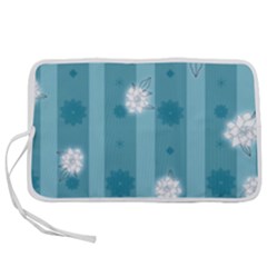 Gardenia Flowers White Blue Pen Storage Case (m)