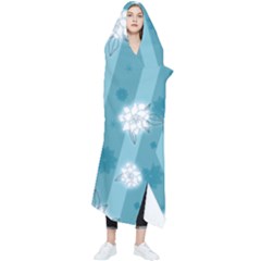 Gardenia Flowers White Blue Wearable Blanket by Dutashop