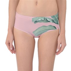 Banana Leaf On Pink Mid-waist Bikini Bottoms