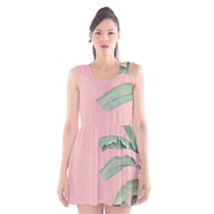 Banana Leaf On Pink Scoop Neck Skater Dress by goljakoff