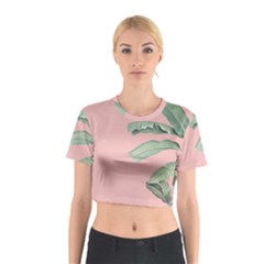 Banana Leaf On Pink Cotton Crop Top by goljakoff