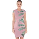 Banana leaf on pink Capsleeve Drawstring Dress  View1