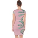 Banana leaf on pink Capsleeve Drawstring Dress  View2