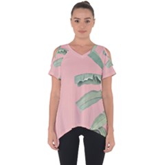 Banana Leaf On Pink Cut Out Side Drop Tee by goljakoff