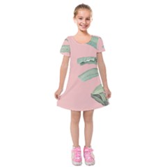 Banana Leaf On Pink Kids  Short Sleeve Velvet Dress by goljakoff