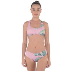 Banana Leaf On Pink Criss Cross Bikini Set by goljakoff