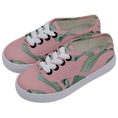 Banana Leaf On Pink Kids  Classic Low Top Sneakers by goljakoff