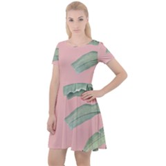 Banana Leaf On Pink Cap Sleeve Velour Dress  by goljakoff