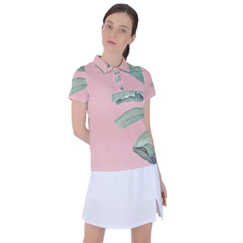 Banana Leaf On Pink Women s Polo Tee by goljakoff