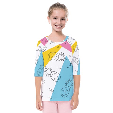 Pineapples Pop Art Kids  Quarter Sleeve Raglan Tee by goljakoff