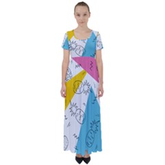 Pineapples Pop Art High Waist Short Sleeve Maxi Dress by goljakoff