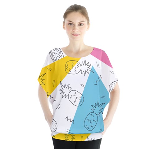 Pineapples Pop Art Batwing Chiffon Blouse by goljakoff