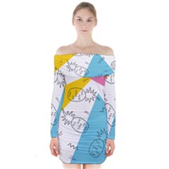 Pineapples Pop Art Long Sleeve Off Shoulder Dress by goljakoff