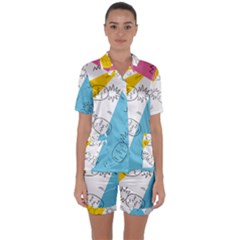 Pineapples Pop Art Satin Short Sleeve Pajamas Set by goljakoff