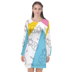 Pineapples Pop Art Long Sleeve Chiffon Shift Dress  by goljakoff